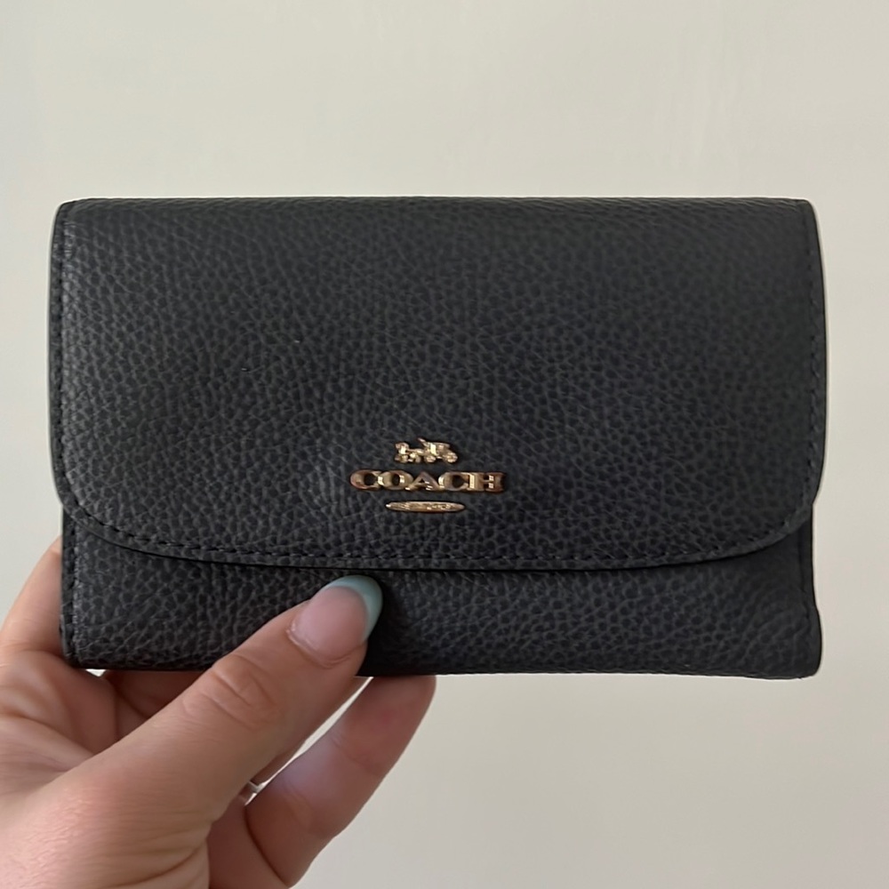{Coach} Navy Blue Tri-fold Wallet